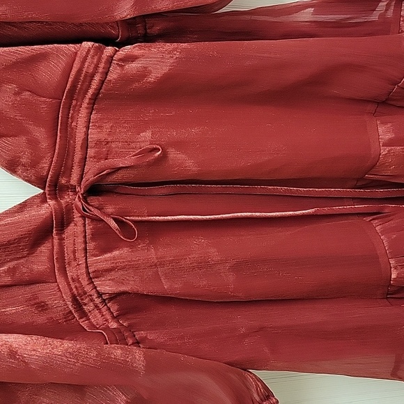 Lulu's Deep Red Long Sleeve Dress, Womens Sz Large, New With Tags - Picture 3 of 10